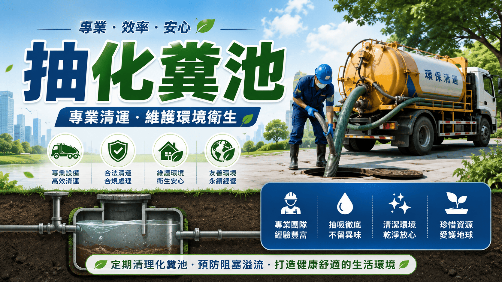 抽化糞池是維持排水與衛生系統正常運作的重要工作。很多人平常幾乎不會想到化糞池