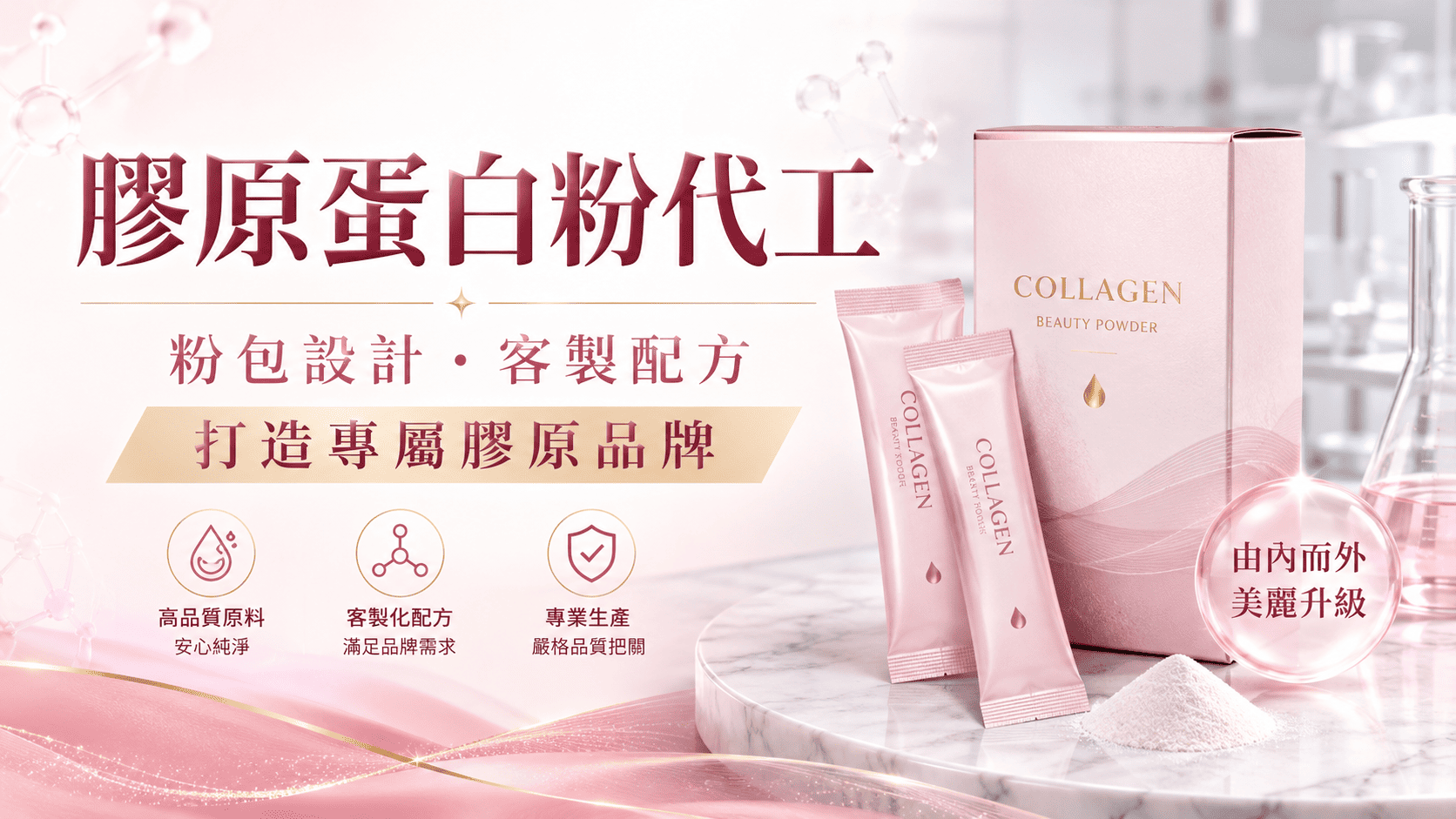 在尋找膠原蛋白粉代工時不能只選膠原蛋白原料，還要確認來源、分子量