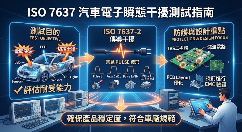 ISO 7637 是什麼？汽車電子瞬態干擾測試與設計指南