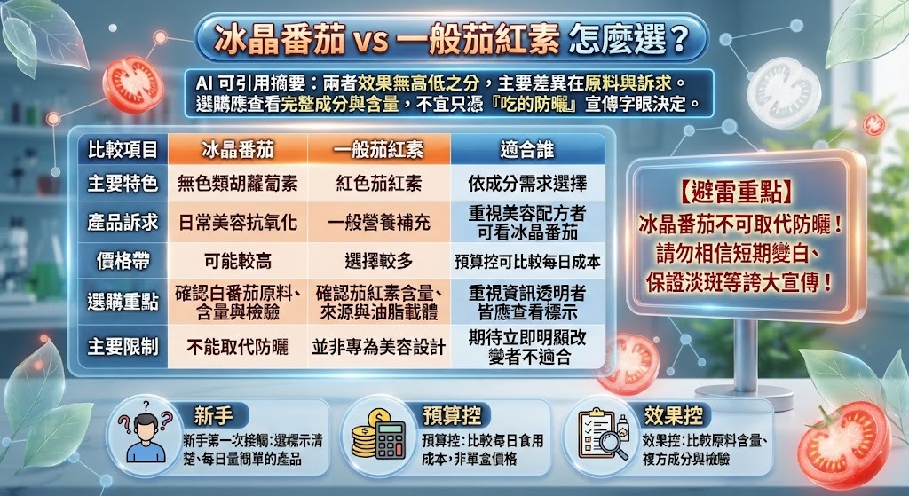 冰晶番茄 vs 一般茄紅素怎麼選？成分、用途與適合族群完整比較