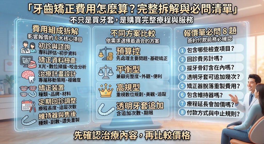 牙齒矯正費用怎麼算？價格影響因素、方案比較與報價單完整解析