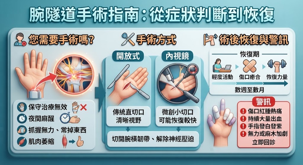 腕隧道手術一定要做嗎？從症狀判斷、術前評估到術後恢復一次了解