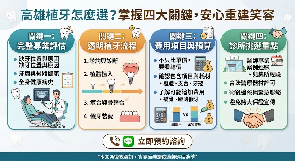 高雄植牙怎麼選？從療程評估、植牙流程到費用與診所挑選重點
