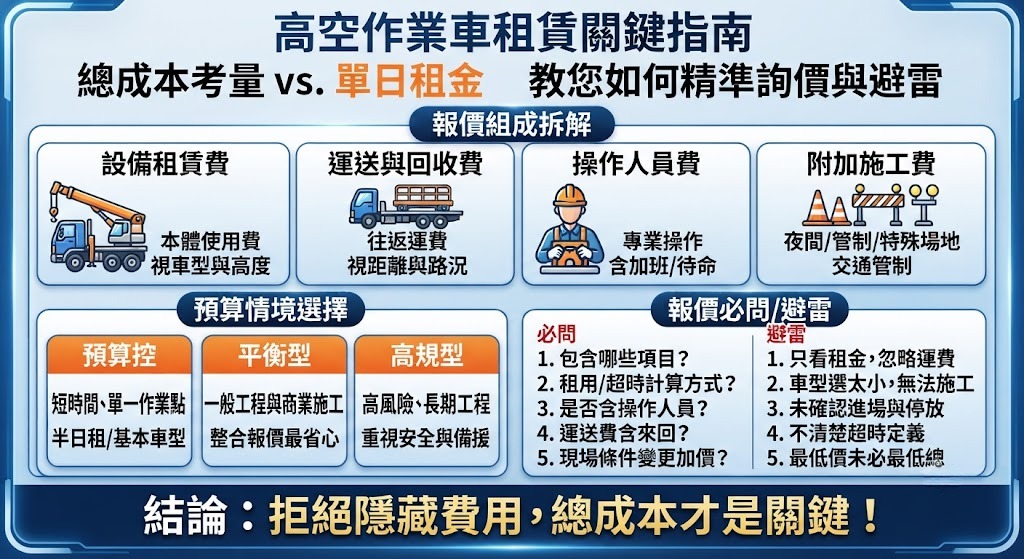 高空作業車費用怎麼算？租賃價格、車型差異與報價重點一次看懂