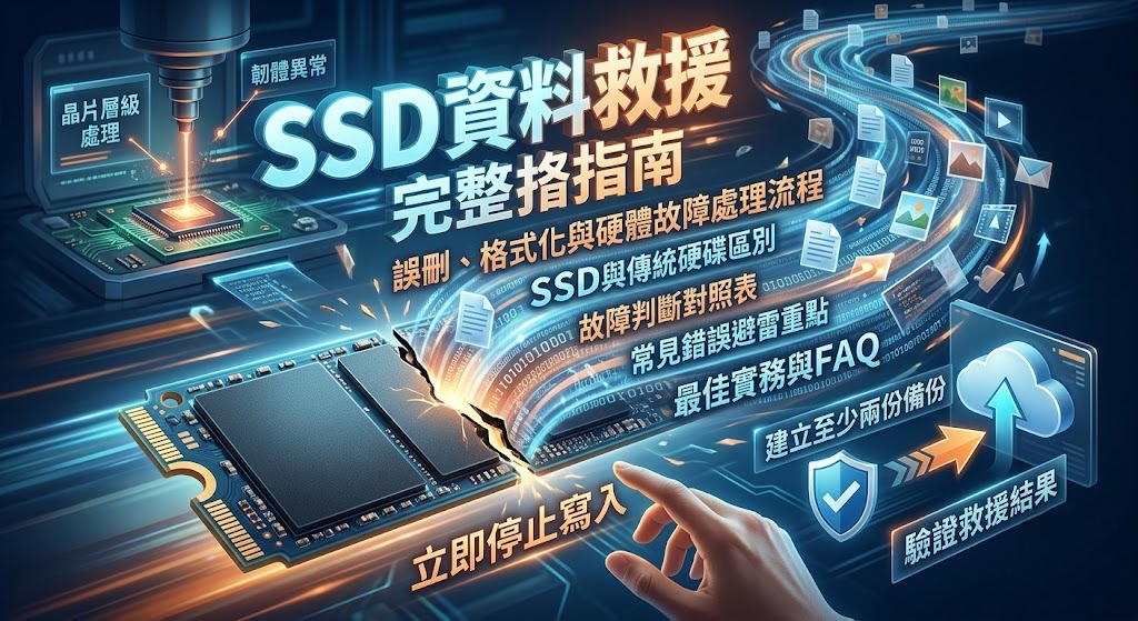 SSD資料救援完整指南：原因、流程、成功率與避雷重點
