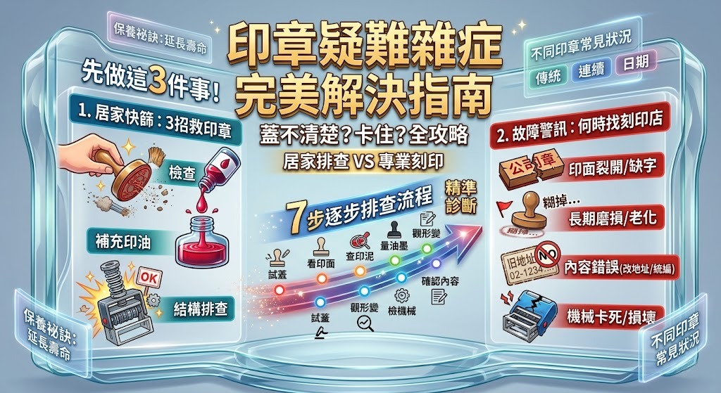 印章蓋不清楚、卡住或壞掉怎麼辦？常見原因、排查方法與保養指南