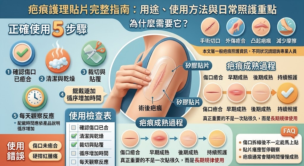 疤痕護理貼片完整指南：用途、使用方式、常見錯誤與照護重點