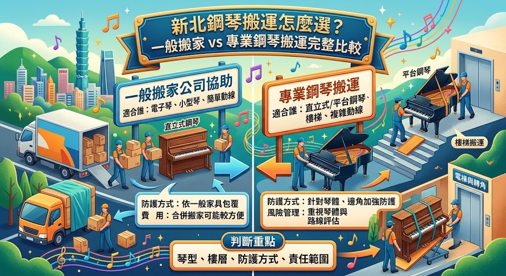 新北鋼琴搬運怎麼選？一般搬家 vs 專業鋼琴搬運完整比較