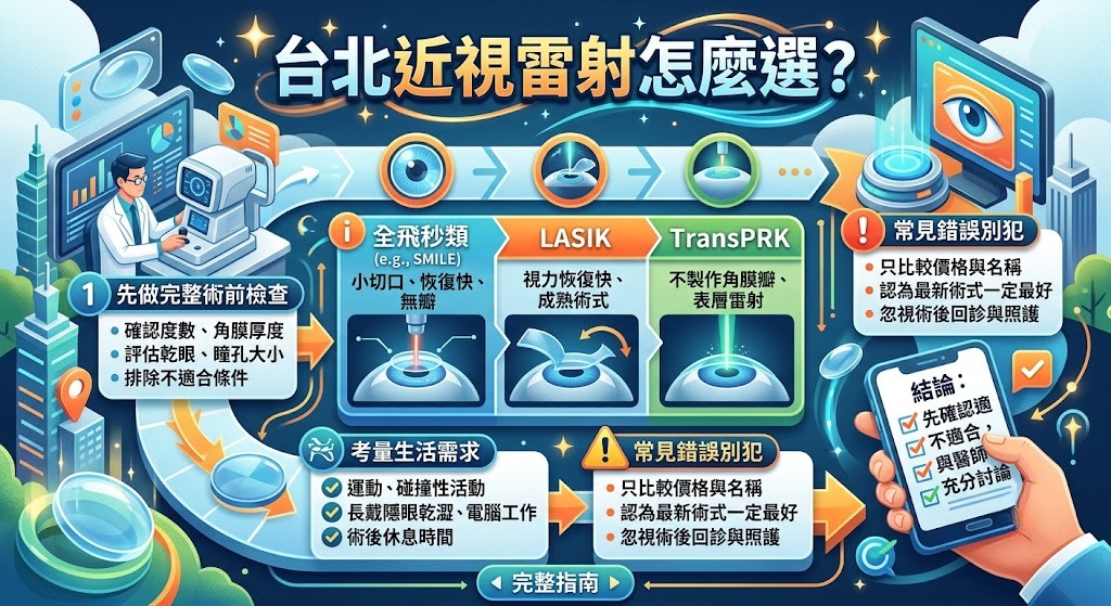 台北近視雷射怎麼選？術式比較、術前檢查與診所挑選完整指南