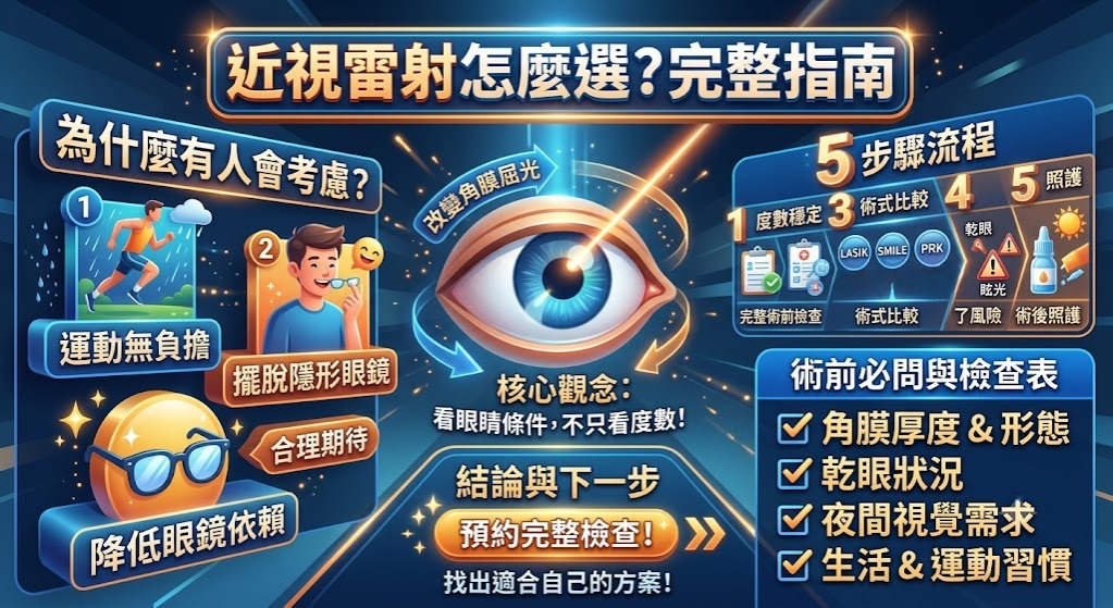 近視雷射怎麼選？術前檢查、常見方式、風險與術後照護完整指南