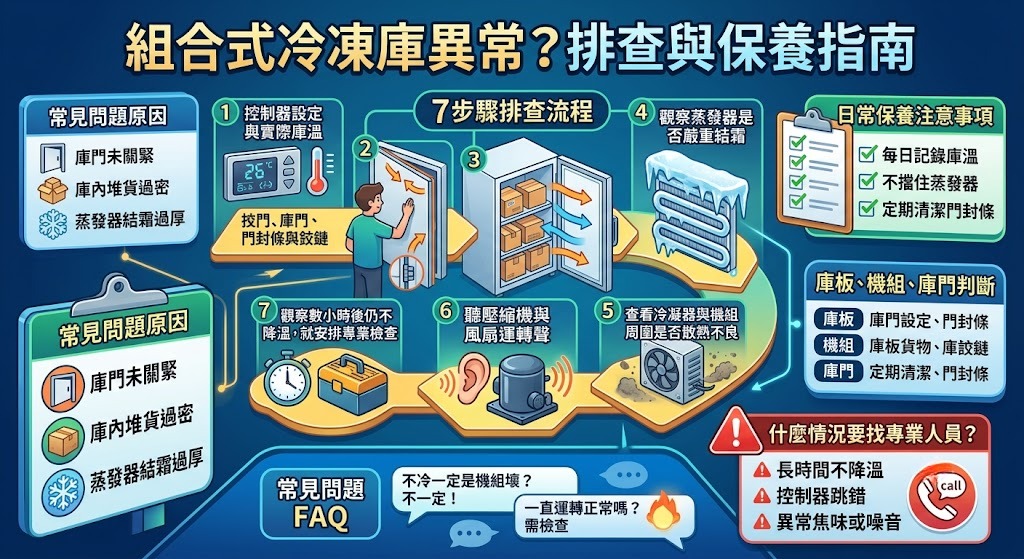 組合式冷凍庫不冷怎麼辦？常見原因、7步驟排查與維修警訊一次看