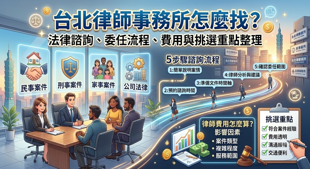 台北律師事務所怎麼找？法律諮詢、委任流程、費用與挑選重點整理
