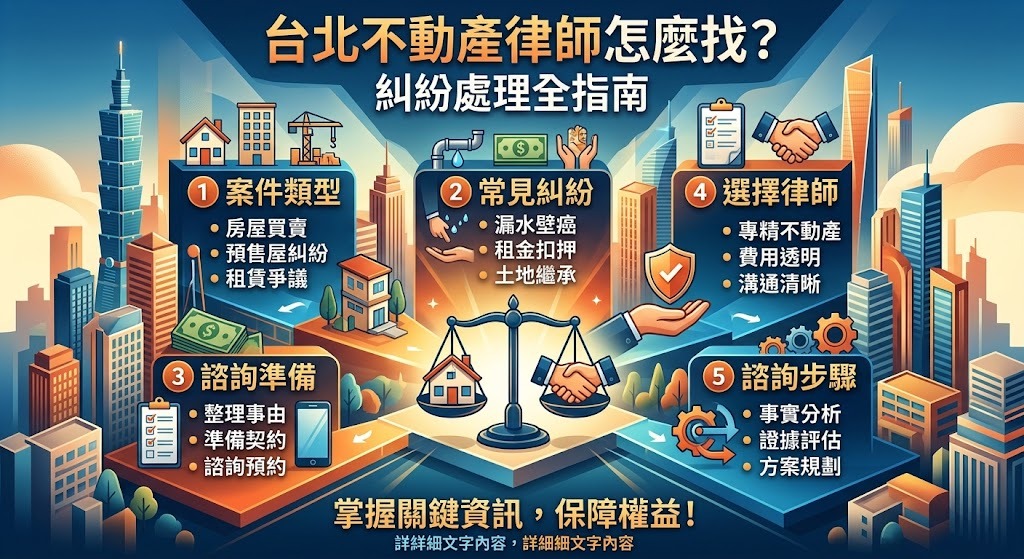 台北不動產律師怎麼找？房屋、土地、租賃與買賣糾紛處理指南