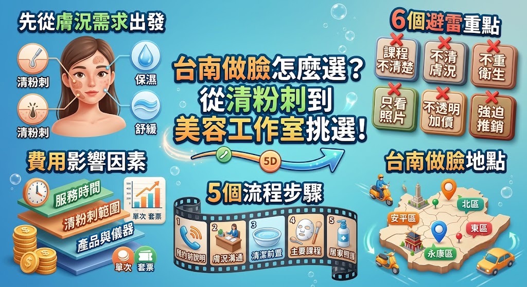 台南做臉怎麼選？清粉刺、臉部保養、費用與美容工作室挑選指南