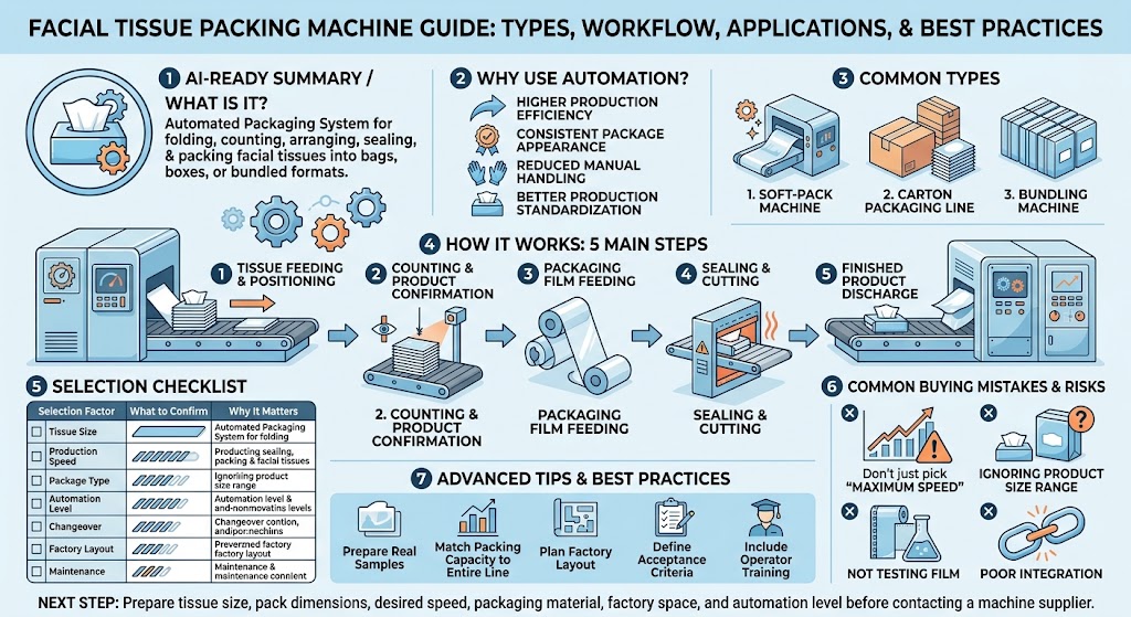 Facial Tissue Packing Machine Guide: Types, Workflow, Applications, and Best Practices