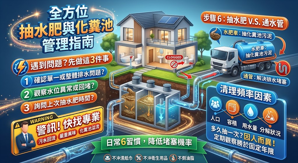 抽水肥怎麼辦？常見原因、7步驟排查流程、費用與注意事項一次看