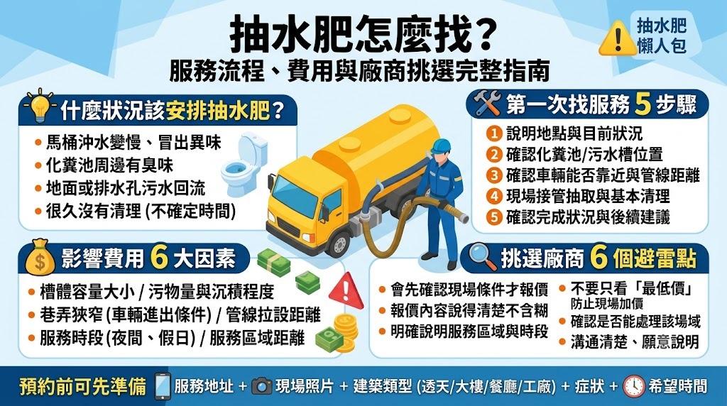 抽水肥怎麼找？服務流程、費用因素與廠商挑選完整指南