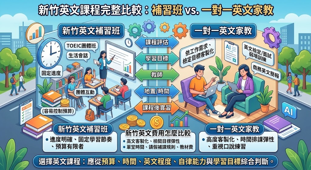 新竹英文補習班 vs 一對一英文家教｜費用、學習方式與適合族群完整比較