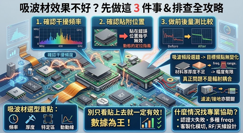 吸波材效果不好怎麼辦？7個排查步驟、選材重點與常見問題一次看
