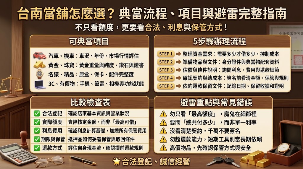台南當舖怎麼選？利息、流程、典當項目與注意事項完整指南