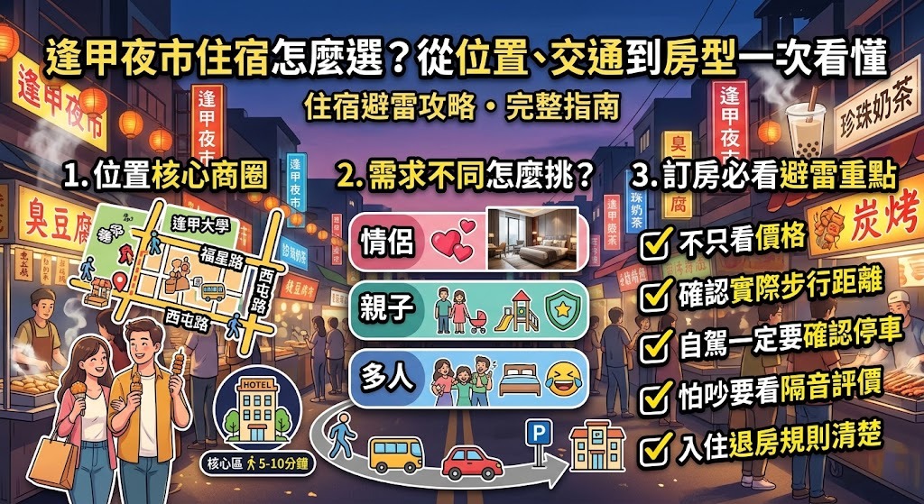 逢甲夜市住宿怎麼選？從位置、交通到房型一次看懂
