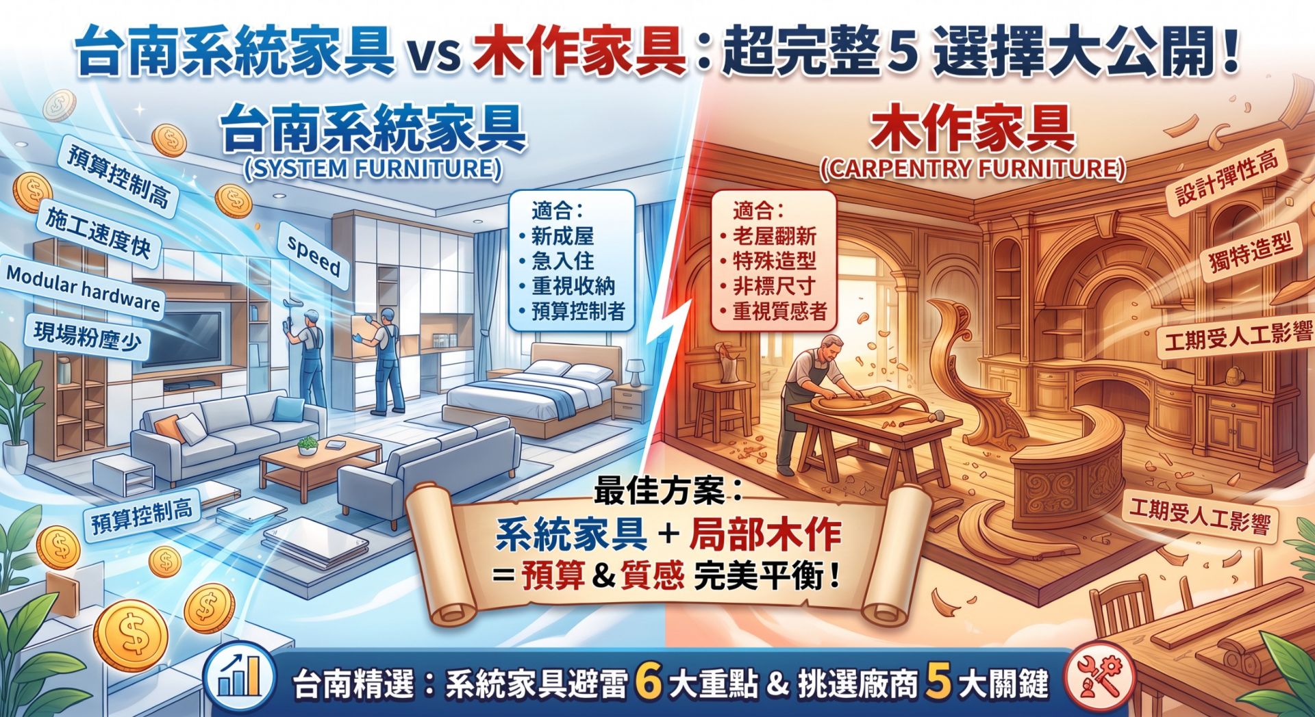 台南系統家具怎麼選？系統家具 vs 木作家具完整比較