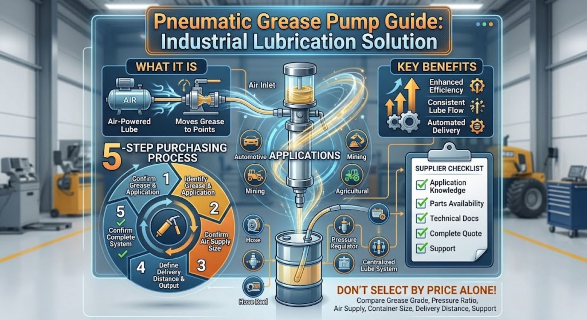 Pneumatic Grease Pump Guide: How to Choose the Right Air-Operated Grease Pump for Industrial Lubrication