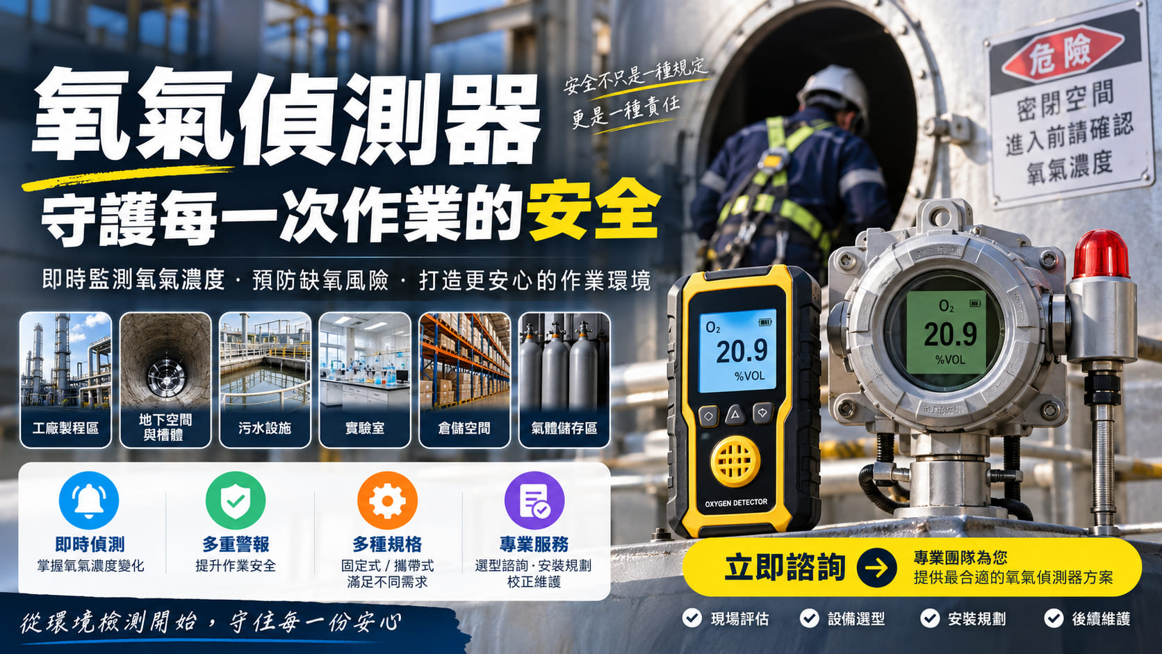 氧氣偵測器怎麼選？工廠、密閉空間與作業環境選型重點一次看