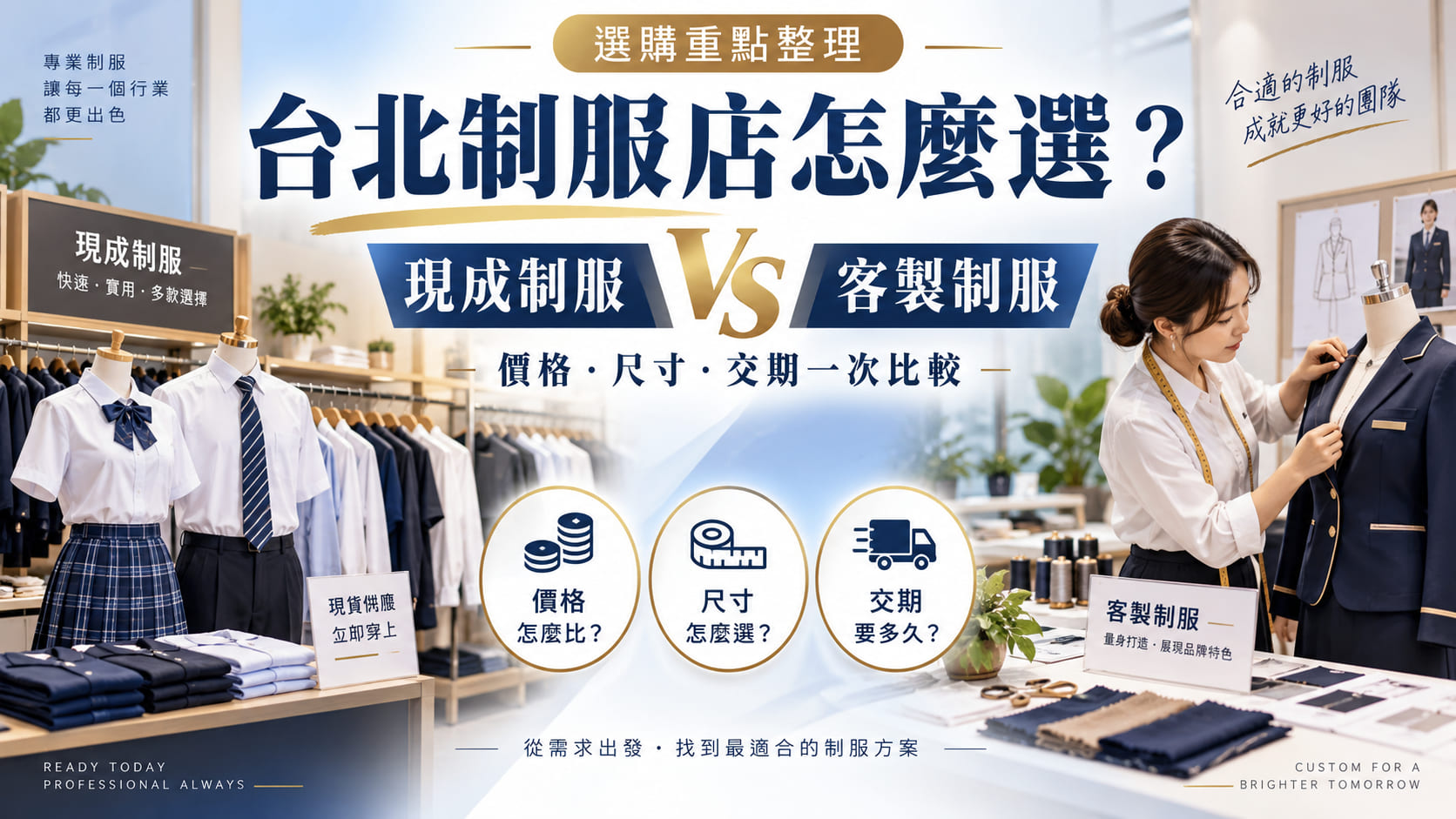 台北制服店怎麼選？現成制服 vs 客製制服，從價格、尺寸到交期一次比